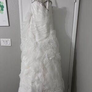 Elegant White Alfred Angelo Wedding Dress with Floral Details